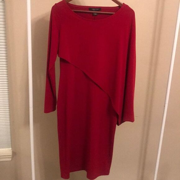 Lundstrom Asymmetrical Panel Red Dress - Size SM - Picture 2 of 7